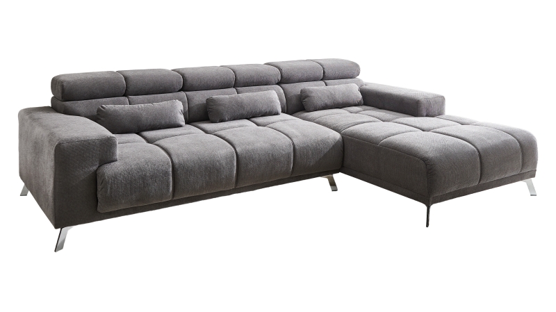 Ecksofa grau ausziehbar - Sitztiefenverstellung 285 cm - SPEED
