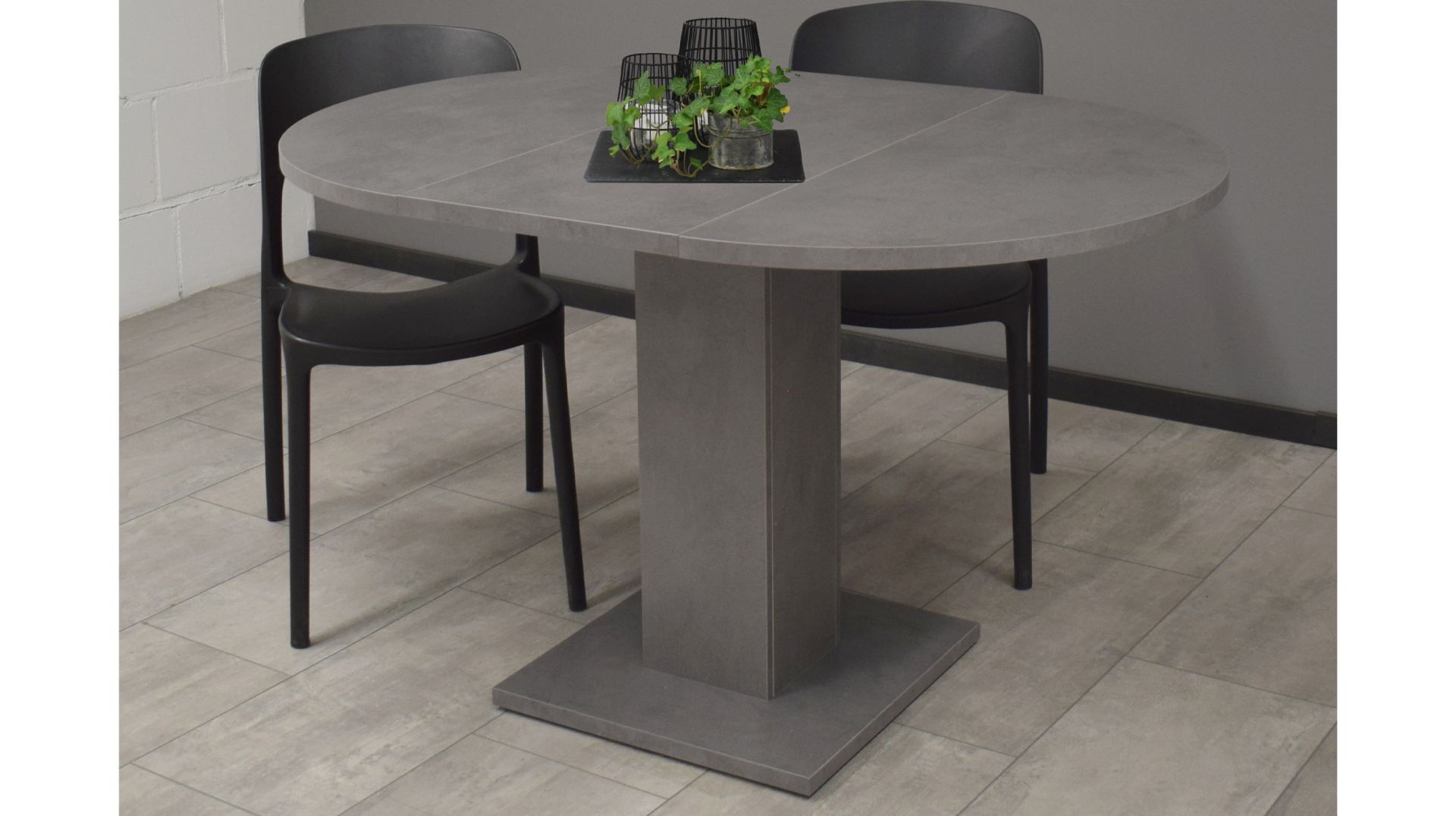 Esstisch rund ausziehbar 90 cm graphit TAP