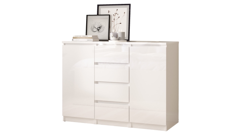 Sideboard mit 4 Schubladen weiß hochglanz 121 cm - NAIA 