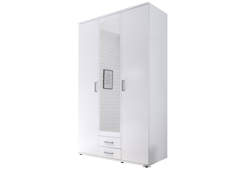 Kleiderschrank mit Spiegel - weiß - 120 cm - KARL