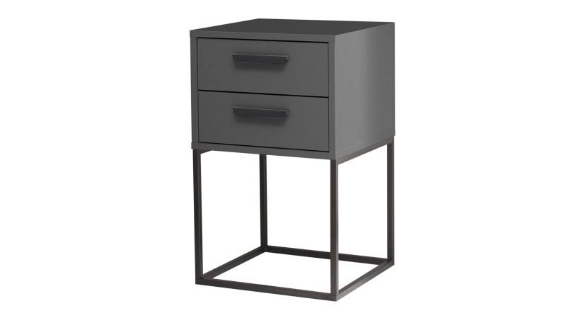 Nachttisch mit Schubladen graphit 40 x 39 cm - SUNA 