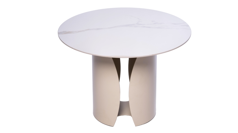 Couchtisch Marmoroptik weiß hochglanz - rund - 60 x 60 cm - KIRA