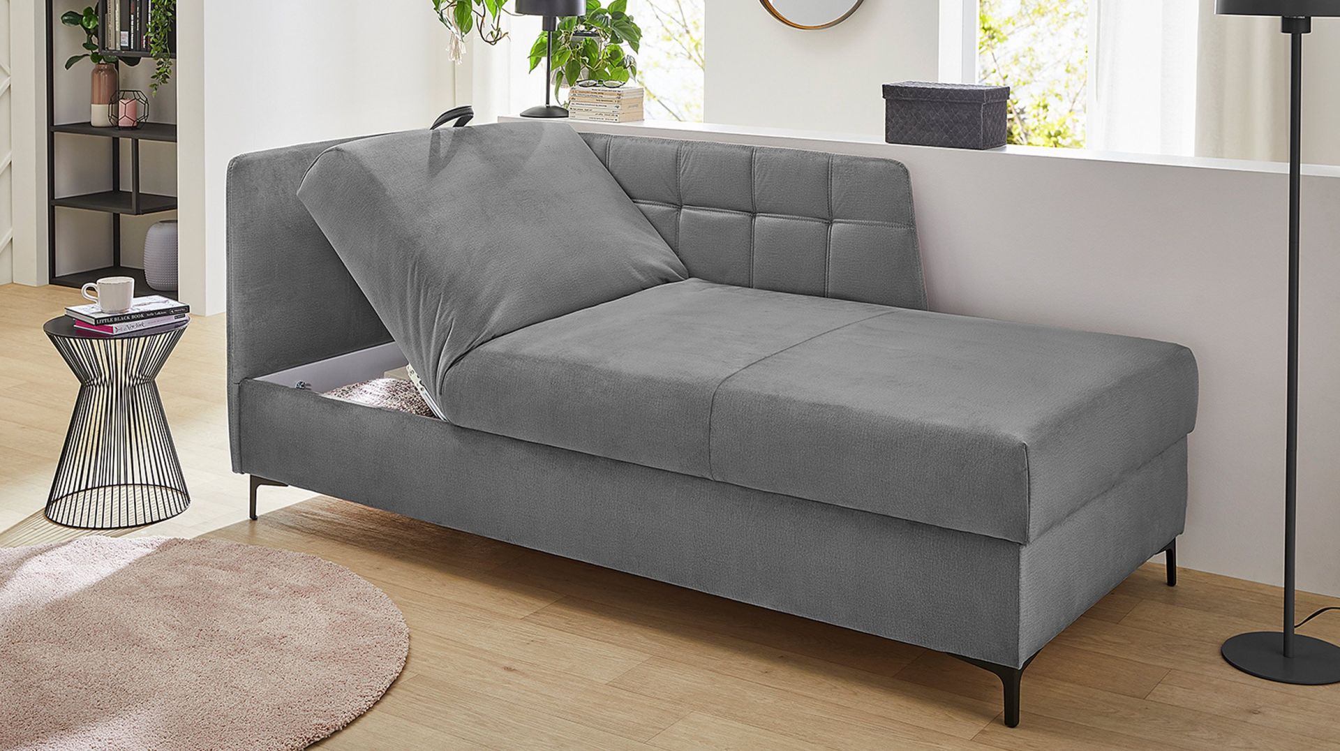 Einzelsofa 207 cm Recamiere Sofa grau MARIE