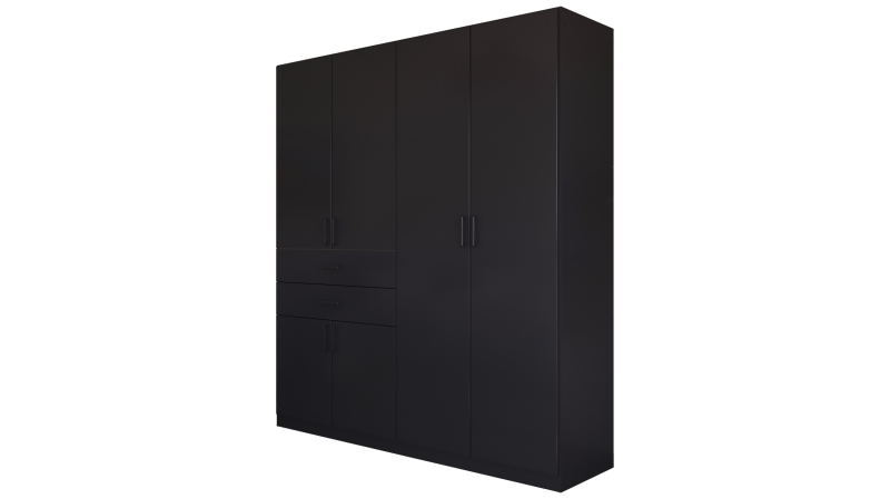 Kleiderschrank grau metallic - 181 cm - rauch - MAIKA