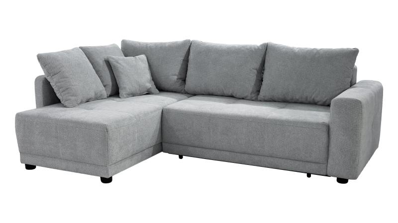 Ecksofa grau Schlaffunktion Bettkasten 248 x 171 cm - BRAVINO