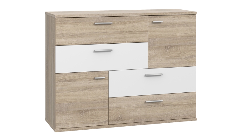 Kommode Sonoma Eiche - weiß 125 cm - SKIVE