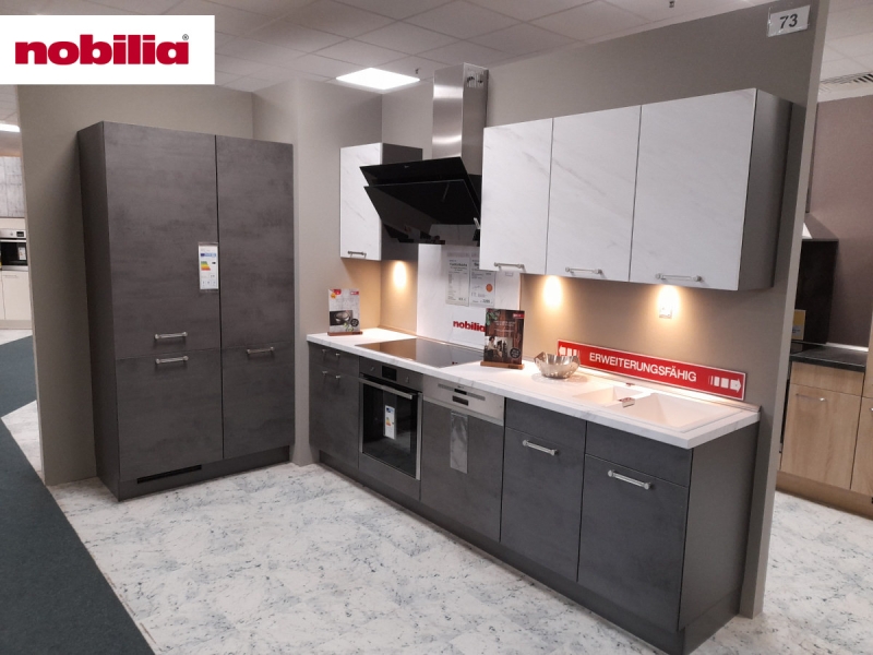 Küchenzeile  ca. 270 + 110 cm - mit Geräten - Küchenfronten matt - RIVA