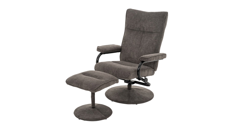 Relaxsessel mit Hocker grau Microfaser - drehbar - MORENA