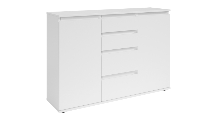 Kommode mit 4 Schubladen weiß 119 x 35 cm - 2-türig - BRESTA