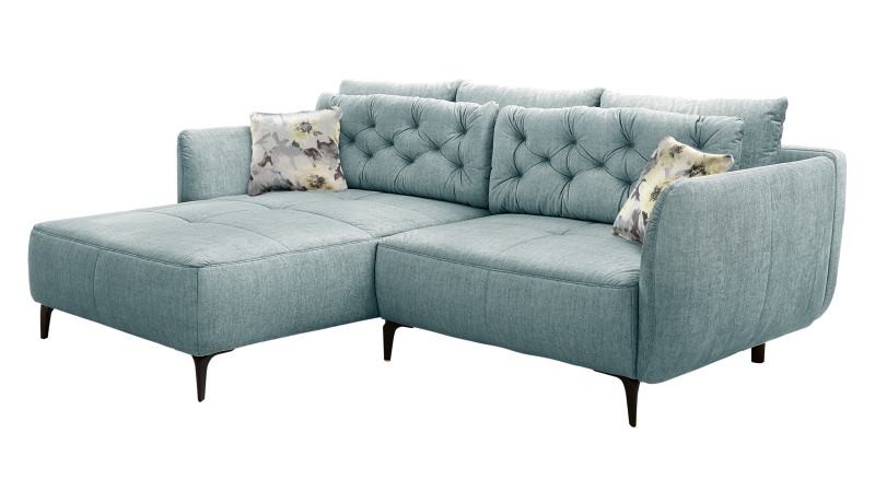 Ecksofa Veloursbezug blau 251 x 186 cm - SALO