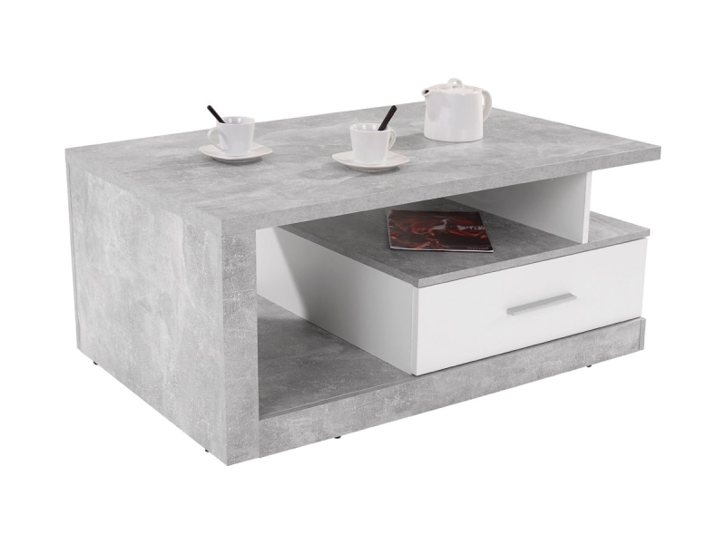 Couchtisch in Betonoptik - weiß 110 cm - IGUAN