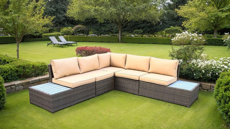 Gartenmöbel Lounge Set 235 cm braun/naturfarben - SEA