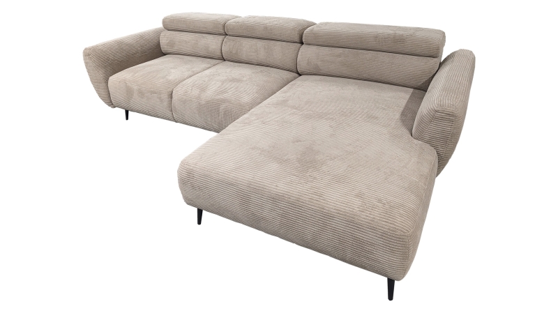 Ecksofa Cord beige elektrisch ausfahrbar 277 cm - OT- rechts - ALISSON