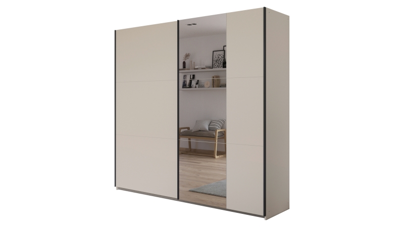 Schwebetürenschrank Spiegel beige 218 cm - rauch - KRONACH