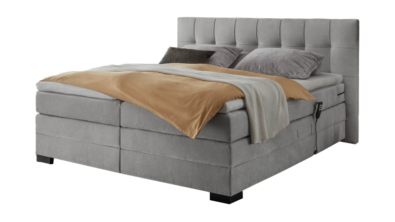 Boxspringbett 180 x 200 cm grau - elektrisch - Microfaser - TALENA