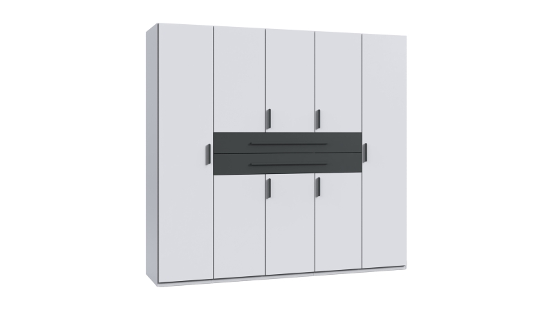 Kleiderschrank weiß anthrazit 225 cm 10-türig - DIGIT