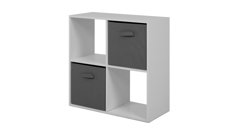 Standregal weiß 60 x 60 cm 4 Fächer - inkl. 2 Faltboxen - ARVIKA