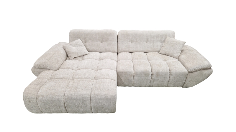 Ecksofa creme elektrisch ausfahrbar 308 cm - HUGO
