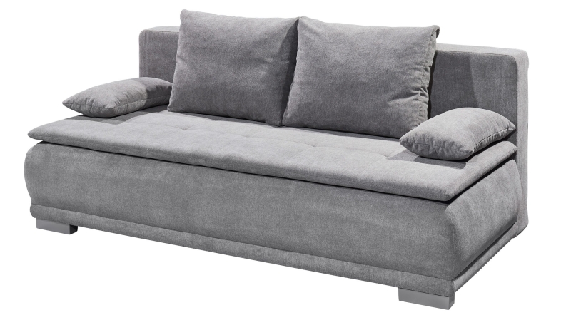 Schlafsofa grau mit Bettkasten Dauerschläfer Federkern 208 cm - LUIGI