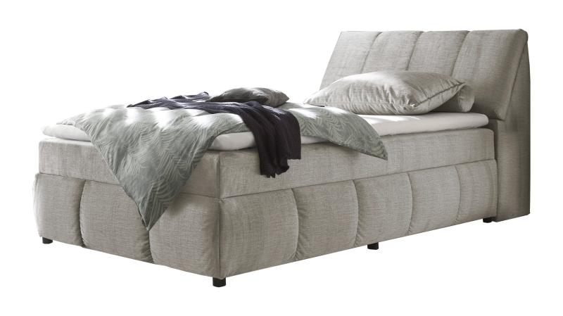 Boxbett 120 x 200 cm grau Stoffbezug Bettkasten - MADRID