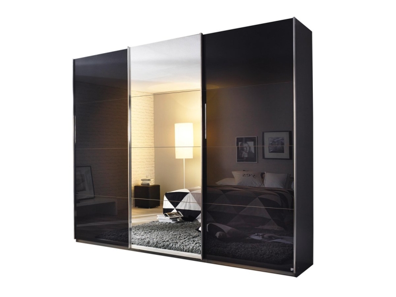 Schwebetürenschrank grau Spiegel 271 cm - rauch - KULMBACH