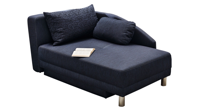 Einzelsofa 157 cm Recamiere blau Schlaffunktion - REUBEN
