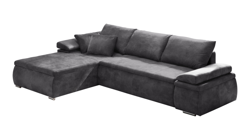 Ecksofa mit Schlaffunktion anthrazit Bettkasten 268 cm - CELINA