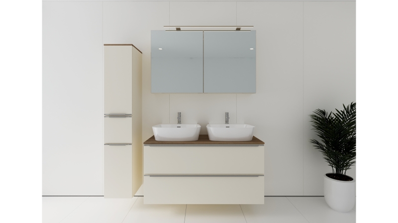 Badmöbel-Set Magnolia - 3 Teile mit HS - Waschtisch 120 cm - LEONEL