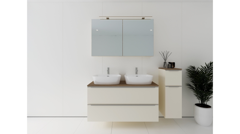 Badmöbel-Set Magnolia - 3 Teile mit MS - Waschtisch 120 cm - LEONEL