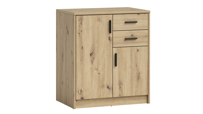 Kommode mit 2 Schubladen Artisan Eiche 74 x 50 cm - NELLY