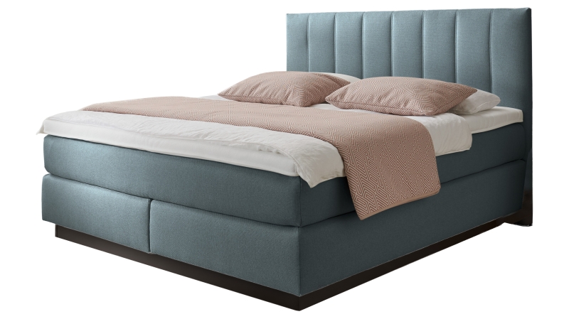 Boxspringbett 180 x 200 cm grau-blau Microchenillebezug - SALVO