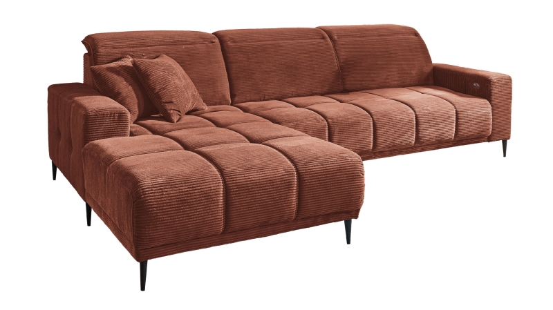 Ecksofa Cord rost ausziehbar - Sitztiefenverstellung 286 cm - OT links - MARISOL