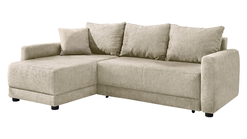 Ecksofa mit Schlaffunktion beige 232 x 154 cm Bettkasten - VENEZIA